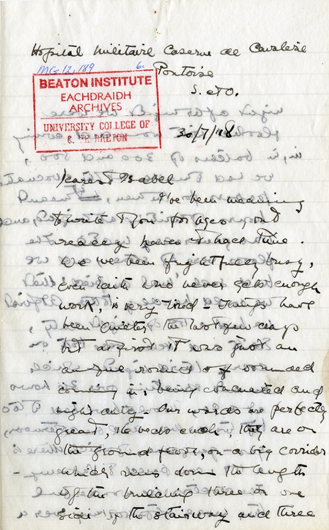 Letter from Katharine McLennan to Isabel Farley